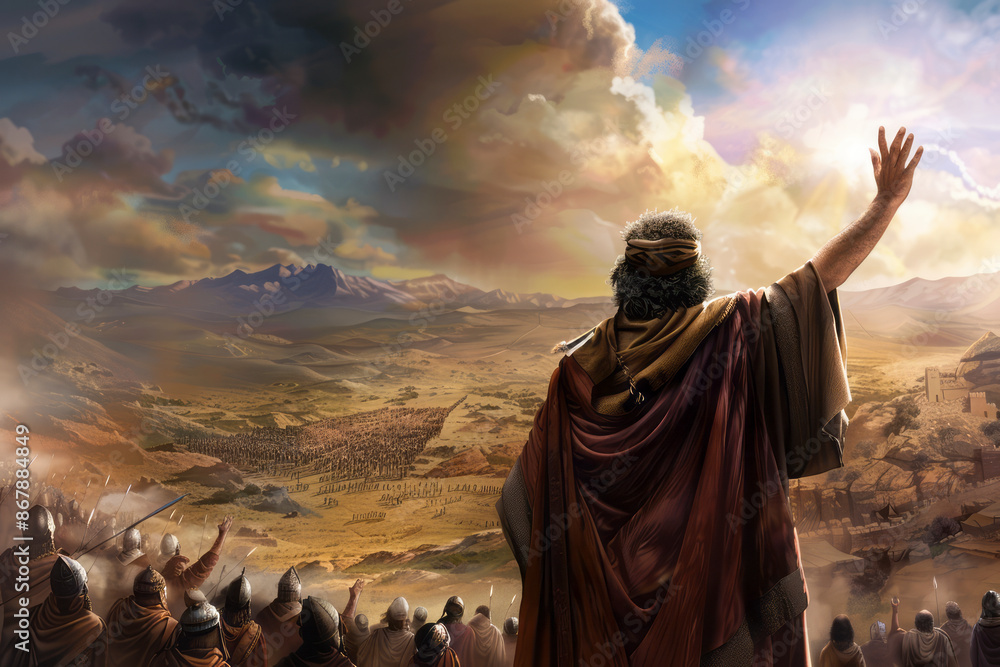 Joshua leading the people into the promised land